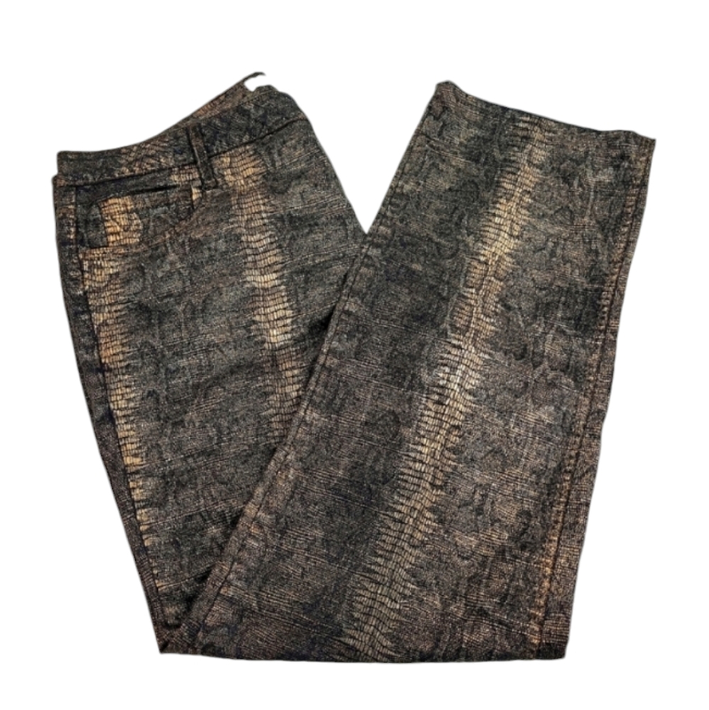 Jones New York Brown Snake/Lizard Skin Print Jeans Lexington Straight Size 18W
